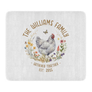 Farmhouse Chicken Cutting Board Grey Hen Meadow