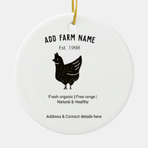 Farmhouse chicken eggs add name year address conta ceramic ornament