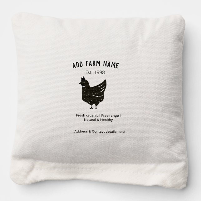 Farmhouse chicken eggs add name year address conta cornhole bags (Front)
