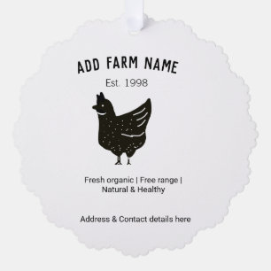 Farmhouse chicken eggs add name year address conta ornament card
