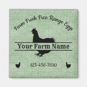 Farmhouse Chicken Split Monogram Egg Green Burlap Magnet