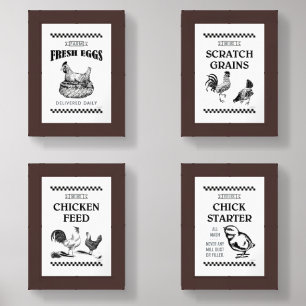FARMHOUSE CHICKEN WALL ART SETS