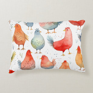 Farmhouse Chickens Accent Pillow