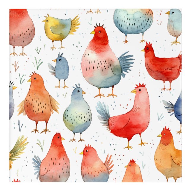 Farmhouse Chickens Acrylic Print (Front)