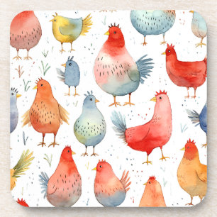Farmhouse Chickens Beverage Coaster