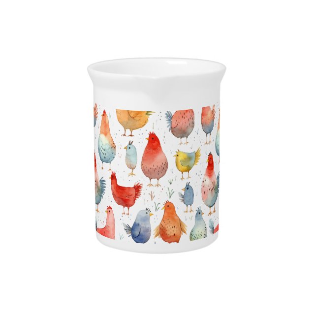 Farmhouse Chickens Beverage Pitcher (Front)