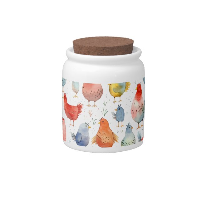 Farmhouse Chickens Candy Jar (Front)