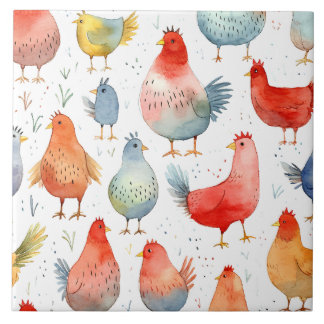 Farmhouse Chickens Ceramic Tile
