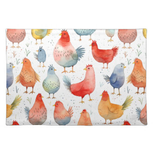 Farmhouse Chickens Cloth Placemat