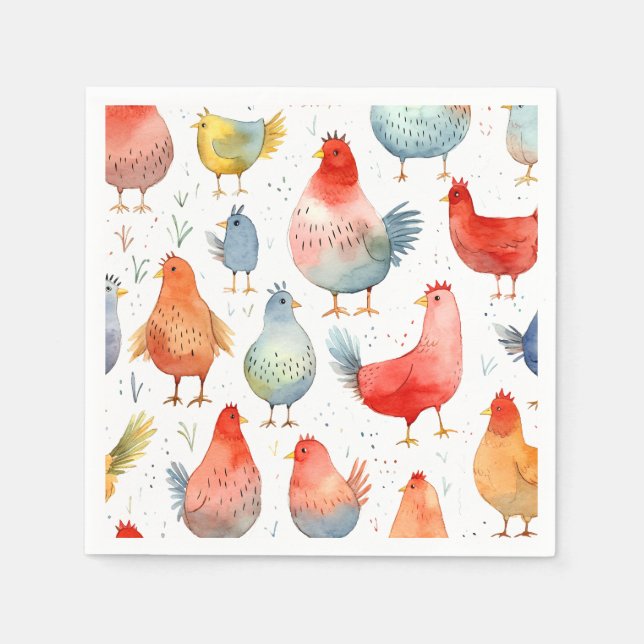 Farmhouse Chickens Napkins (Front)