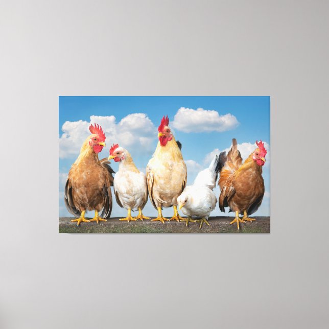 Farmhouse Chickens on a Cloudy Summer Day Canvas P Print (Front)