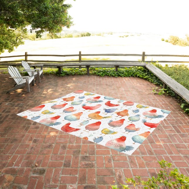 Farmhouse Chickens Outdoor Rug (Insitu (Outdoor 3))