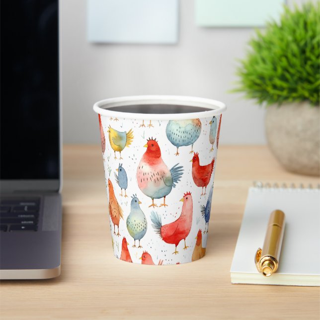 Farmhouse Chickens Paper Cups (Insitu)