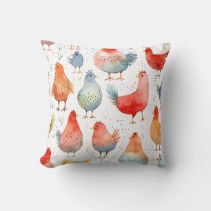 Farmhouse Chickens Throw Pillow