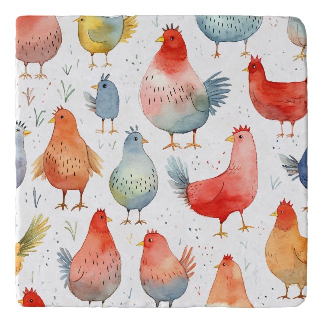Farmhouse Chickens Trivet (Front)