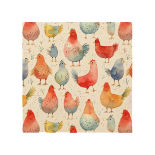 Farmhouse Chickens Wood Wall Art
