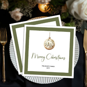 Farmhouse Christmas Ball Custom Family Name Napkin