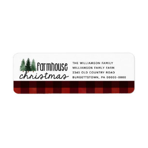 Farmhouse Christmas Buffalo Plaid Return Address L Label