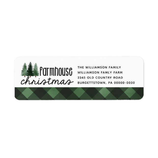 Farmhouse Christmas Buffalo Plaid Return Address Label (Front)