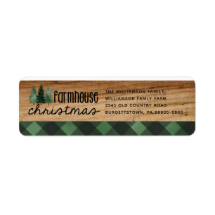 Farmhouse Christmas Buffalo Plaid Wood Return Label