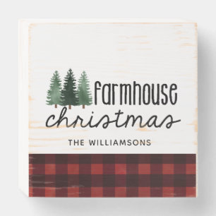 Farmhouse Christmas Country Plaid Farmhouse Style Wooden Box Sign