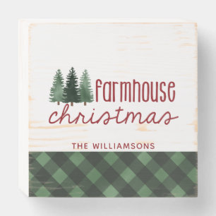 Farmhouse Christmas Country Plaid Farmhouse Style Wooden Box Sign