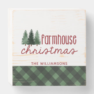 Farmhouse Christmas Country Plaid Farmhouse Style  Wooden Box Sign