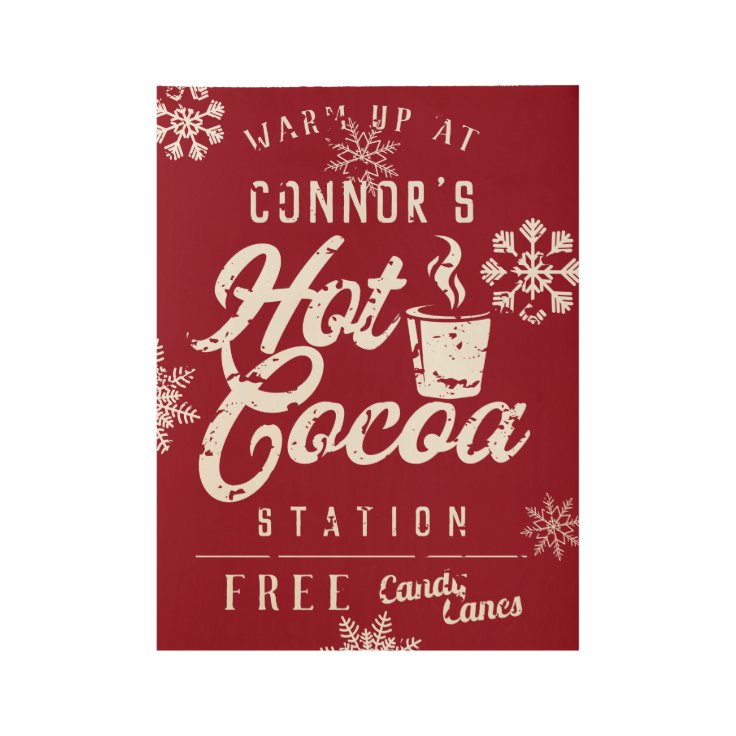 Farmhouse Christmas Custom Family Hot Cocoa Wood Poster | Zazzle