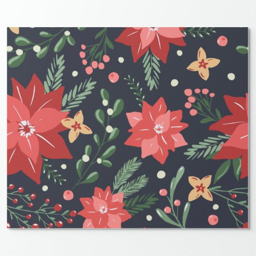 Farmhouse Christmas Floral and Greenery Wrapping Paper