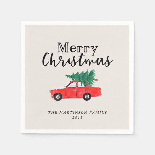 Farmhouse Christmas  Fresh Cut Tree on Car Napkins