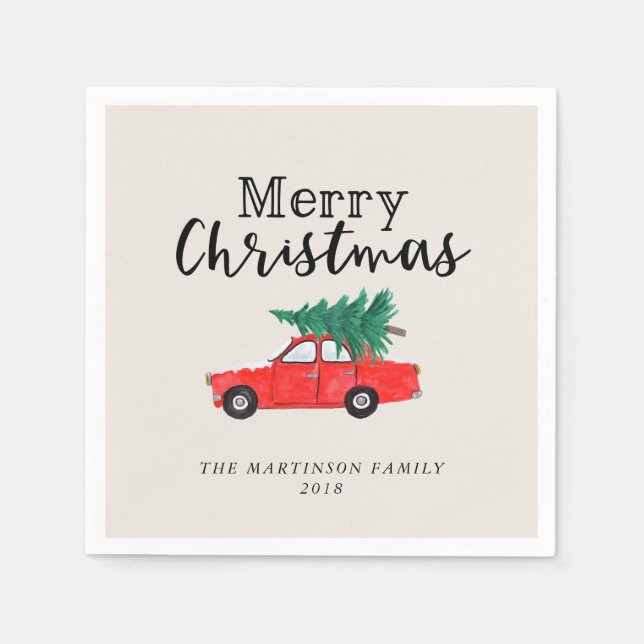 Farmhouse Christmas | Fresh Cut Tree on Car Napkins (Front)