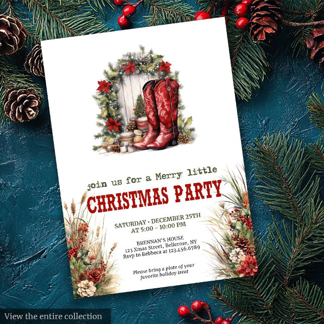 Farmhouse Christmas party red green invitation (Farmhouse Christmas party red green invitation

)