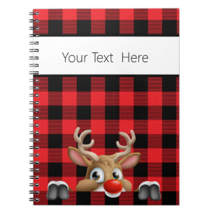 Farmhouse Christmas Red Black Buffalo Check Plaid Notebook