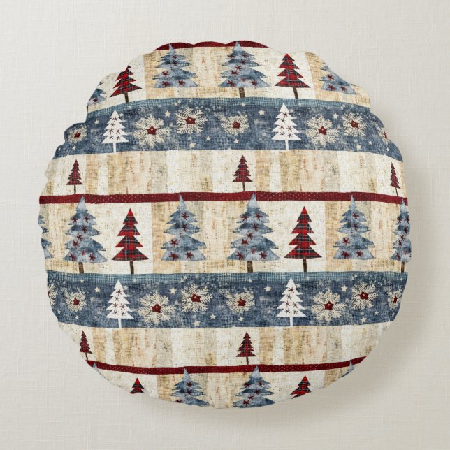 Farmhouse Christmas  Round Pillow (Front)