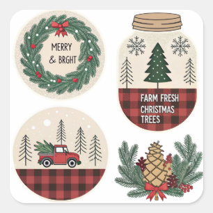 Farmhouse Christmas Sticker Set – Rustic Holiday