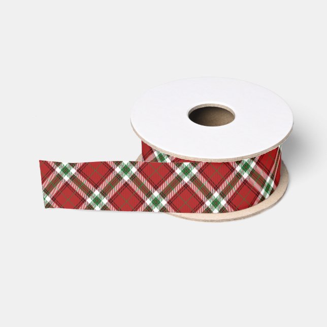 Farmhouse Christmas Tartan Plaid Red Green White Grosgrain Ribbon (Spool)