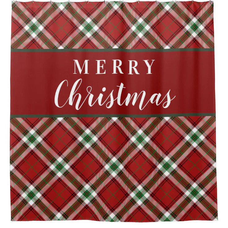 Farmhouse Christmas Tartan Plaid Shower Curtain | Zazzle