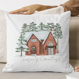 Farmhouse Christmas Throw Pillow – Modern Script