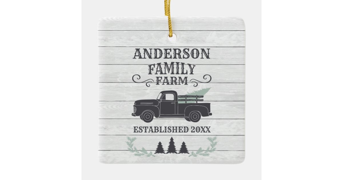 Farmhouse Christmas Tree Family Farm Personalized Ceramic Ornament Zazzlecom