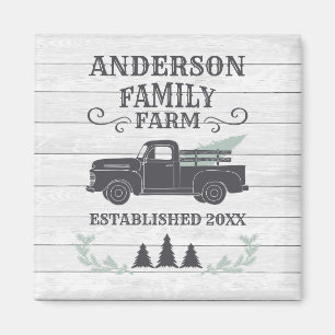Farmhouse Christmas Tree Family Farm Personalized Magnet