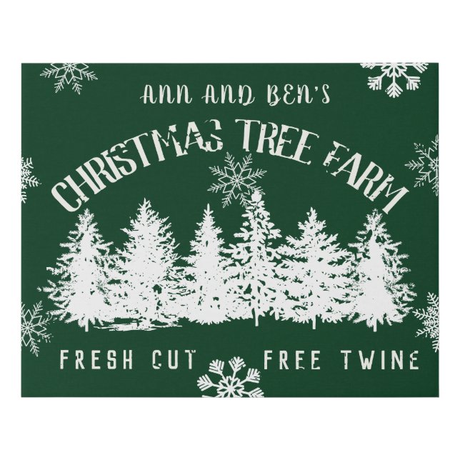 Farmhouse Christmas Tree Farm Custom Family Faux Canvas Print (Front)