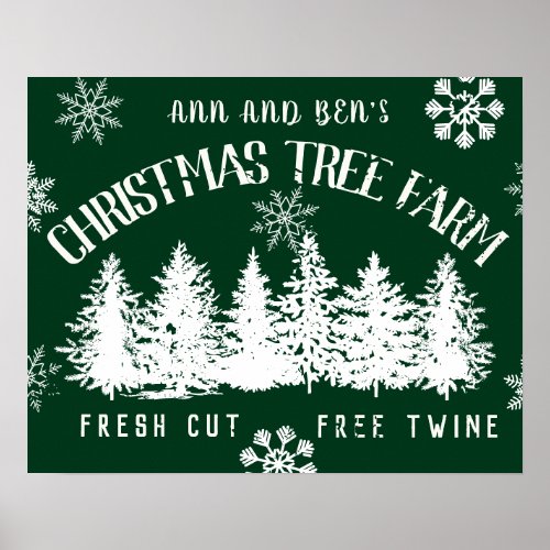 Farmhouse Christmas Tree Farm Custom Family Poster