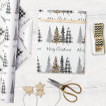 Farmhouse Christmas Trees Wrapping Paper<br><div class="desc">Wrap your gifts in rustic charm with this farmhouse Christmas wrapping paper featuring a mix of buffalo plaid,  leopard print,  and rustic gray evergreen trees. The neutral palette with bold animal print accents creates a stylish balance of cozy farmhouse and trendy holiday design.</div>