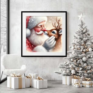 Farmhouse Christmas Wall Art Santa Claus Rudolph 