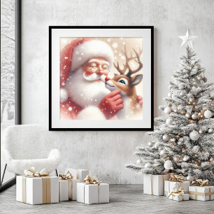 Farmhouse Christmas Wall Decor Santa and Rudolph  