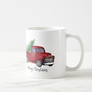 Farmhouse Christmas watercolor red truck Coffee Mug