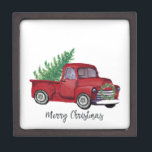 Farmhouse Christmas watercolor red truck Gift Box<br><div class="desc">Farmhouse Christmas watercolor red truck</div>