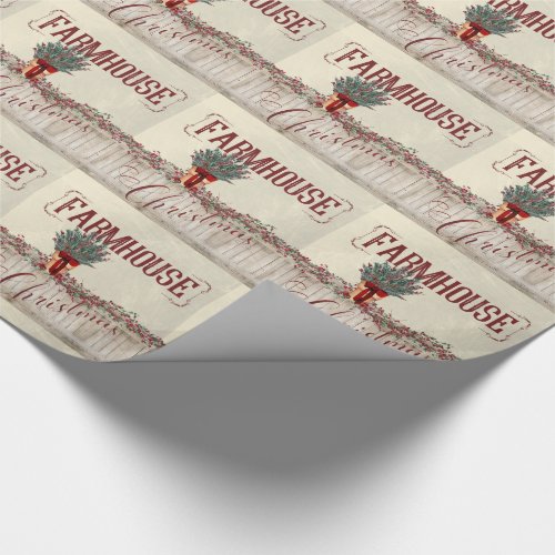 Farmhouse Christmas with Berries and Garlands Wrapping Paper