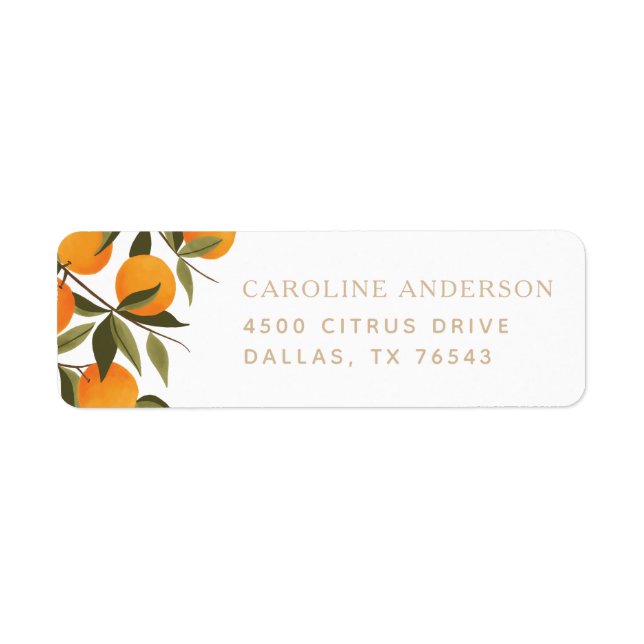Farmhouse Citrus Orange Branch Return Address Label (Front)