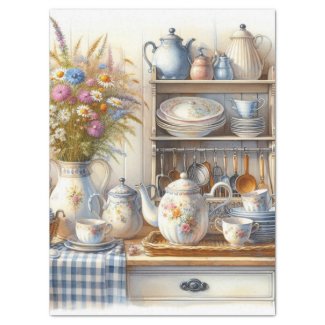 Farmhouse Coffee Pot and Wildflowers Tissue Paper